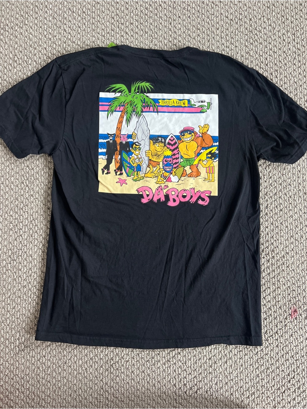 Thrilla Krew Da Boys Retro Surf Graphic Tee Black NWT Large